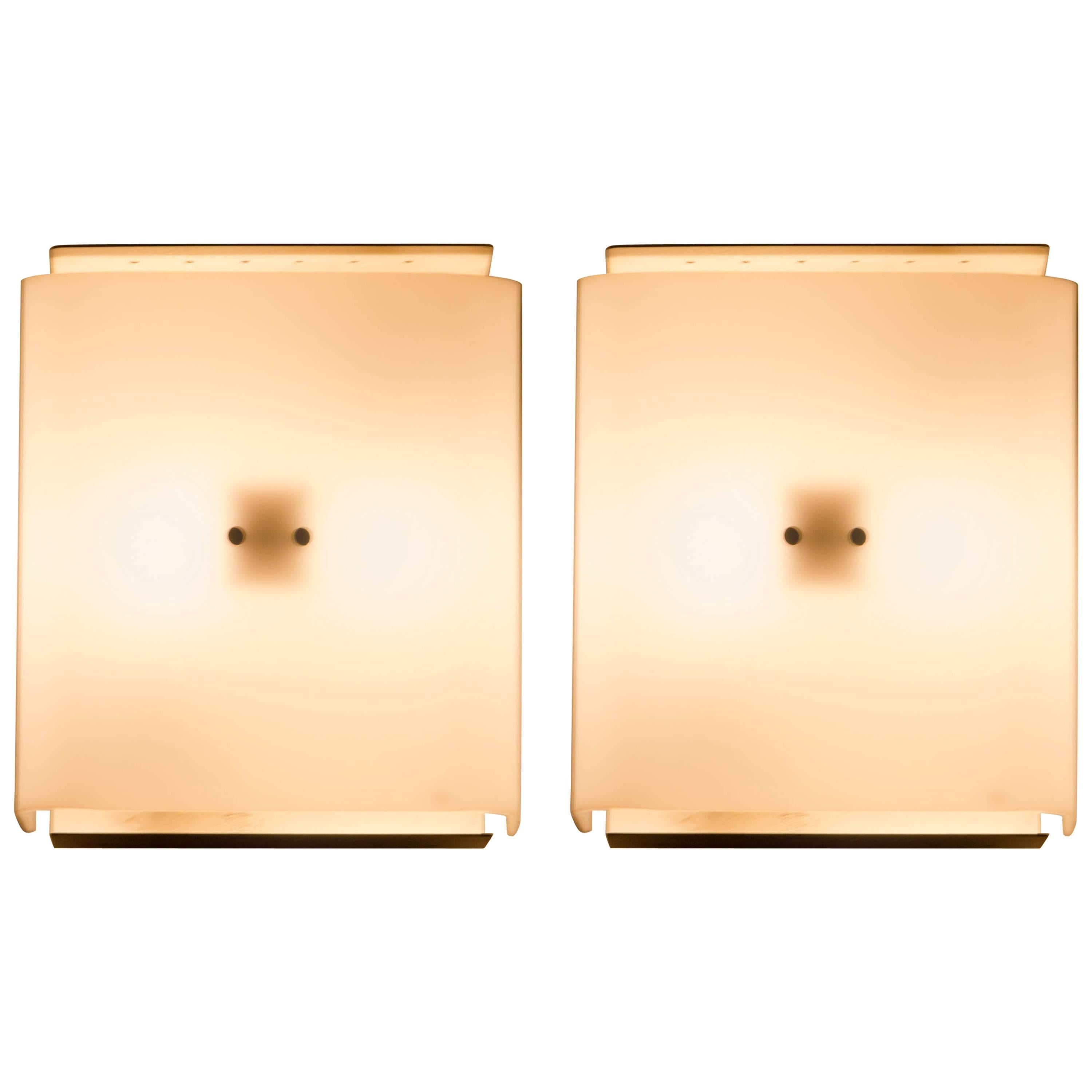 Pair of Sconces 235 by Jacques Biny, Luminalite Edition, circa 1956 For Sale