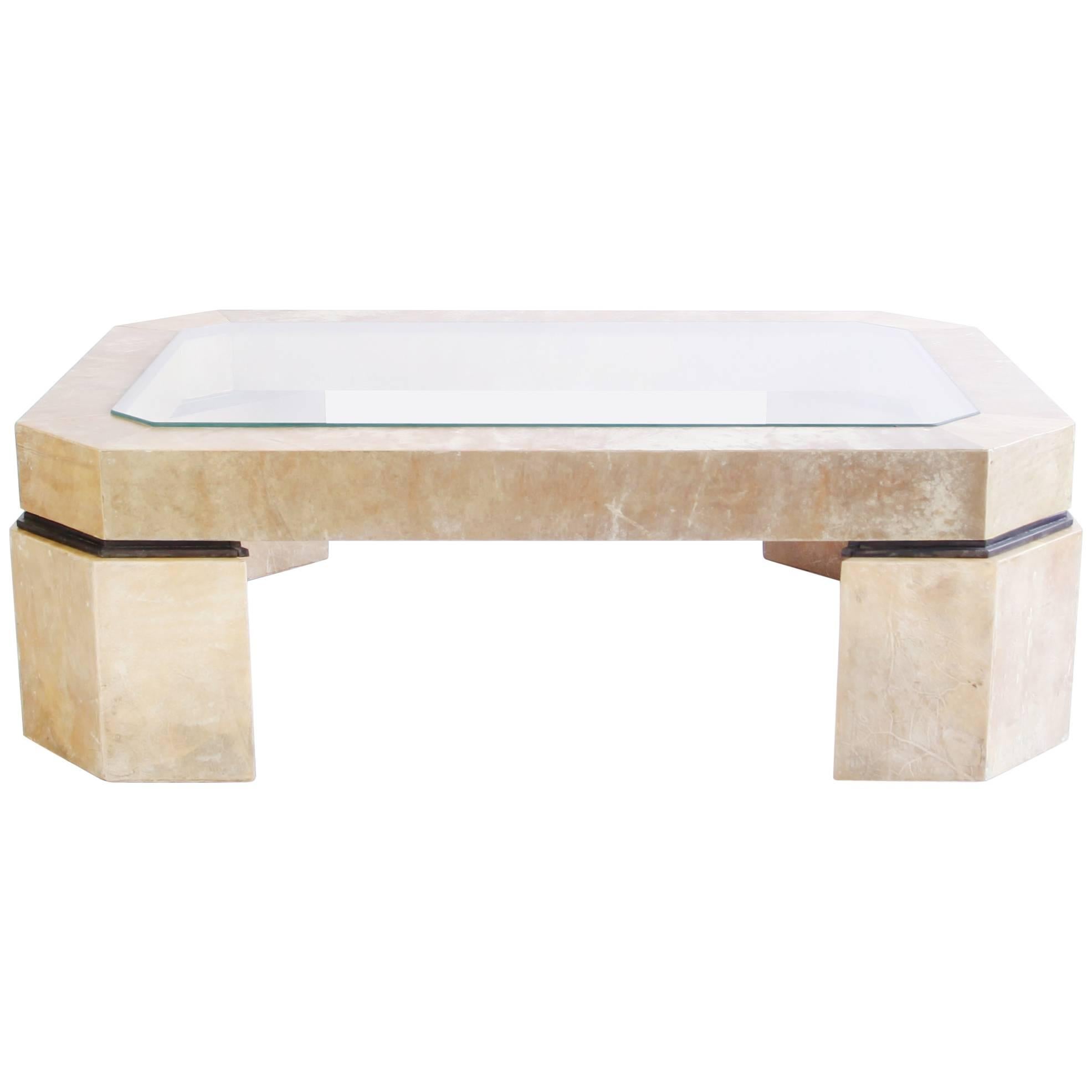 Parchment Covered Coffee Table For Sale