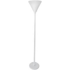 Walter Von Nessen Minimalist Lacquered White Aluminum Torchiere Floor Lamp 9