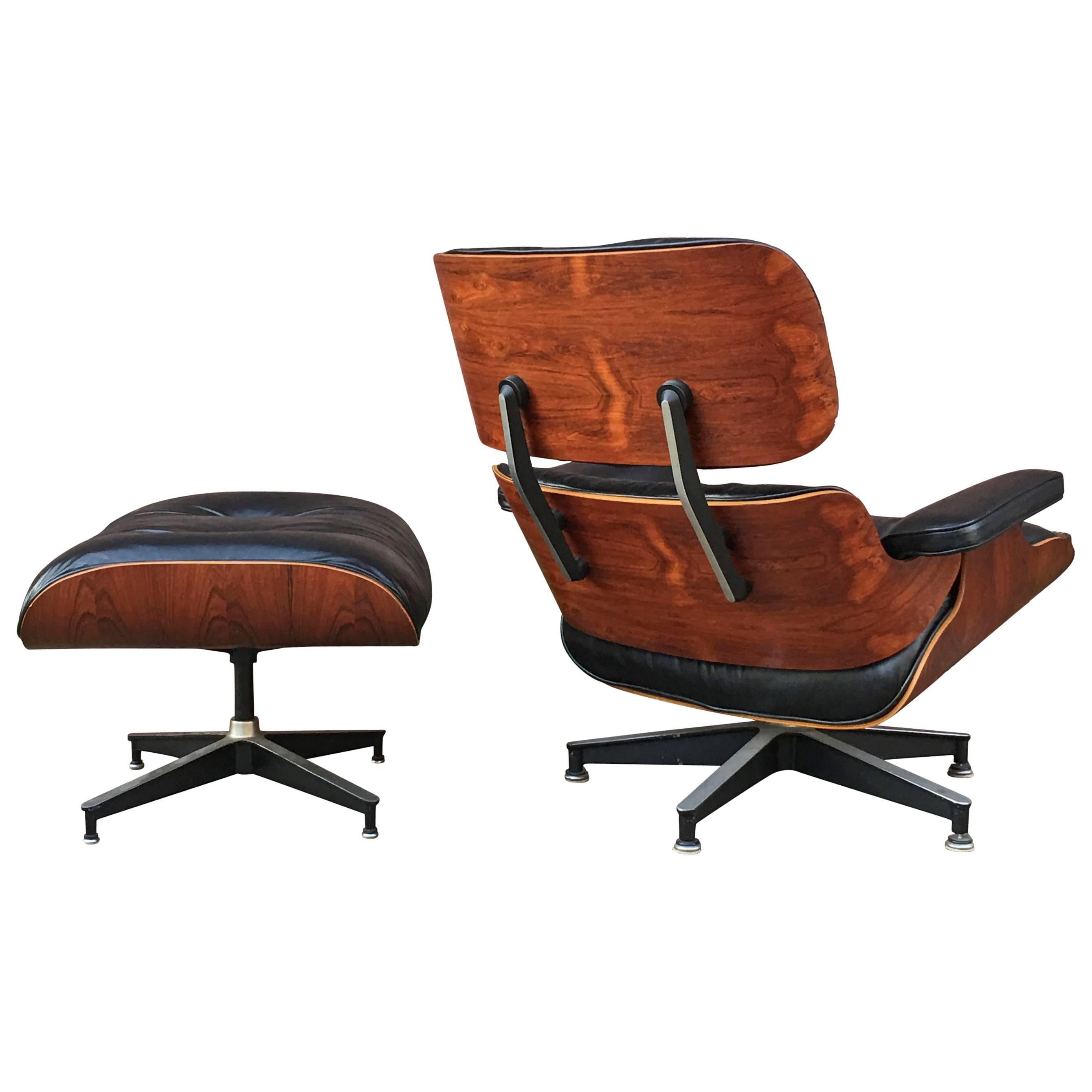 Highly Figured Rosewood Herman Miller Eames Lounge Chair and Ottoman