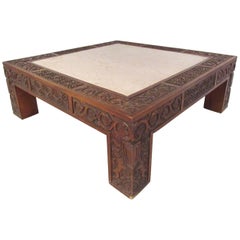 Elegant Vintage Marble-Top Coffee Table