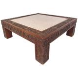 Elegance Table basse vintage à plateau de marbre