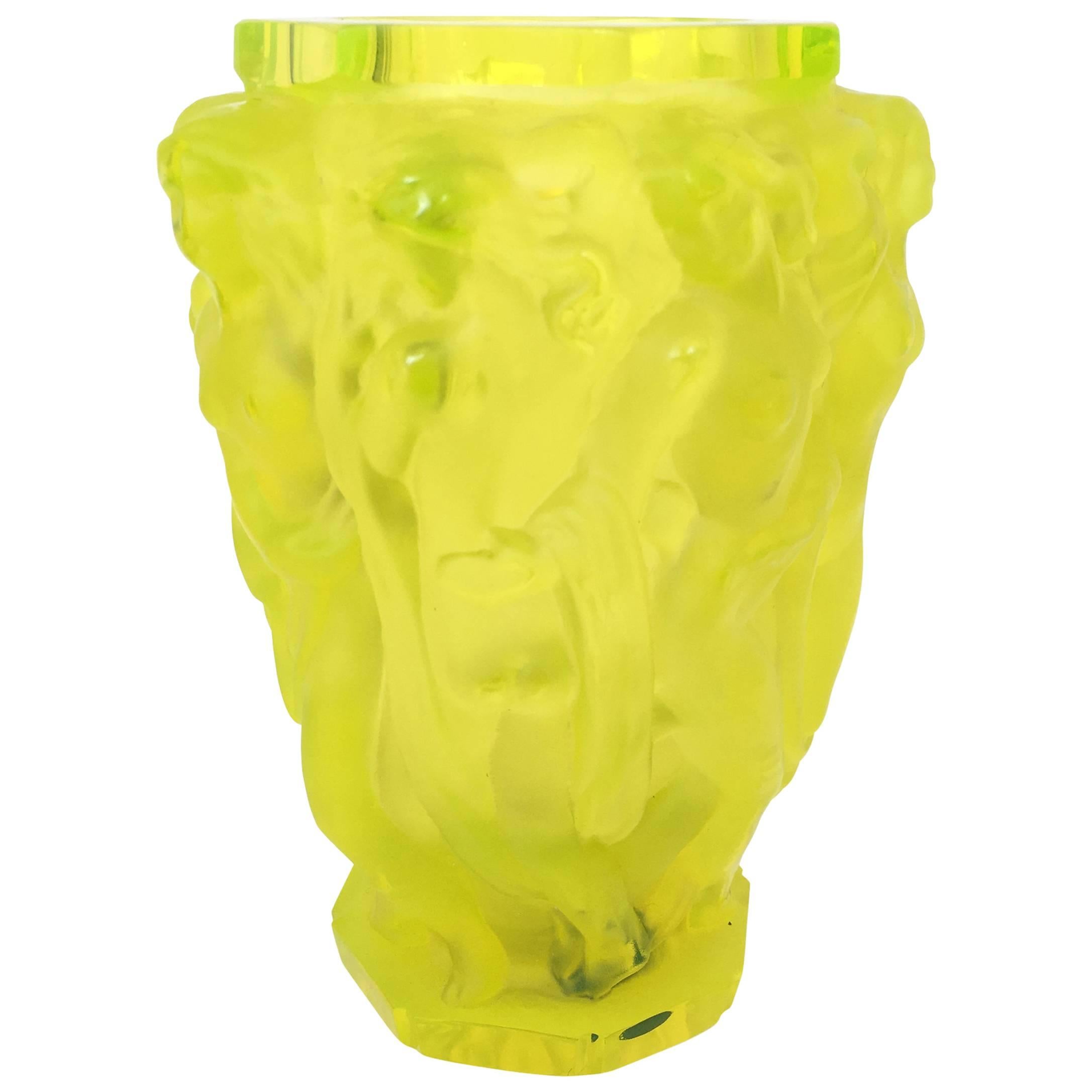 Czech Art Deco Neon Citrus Vase For Sale