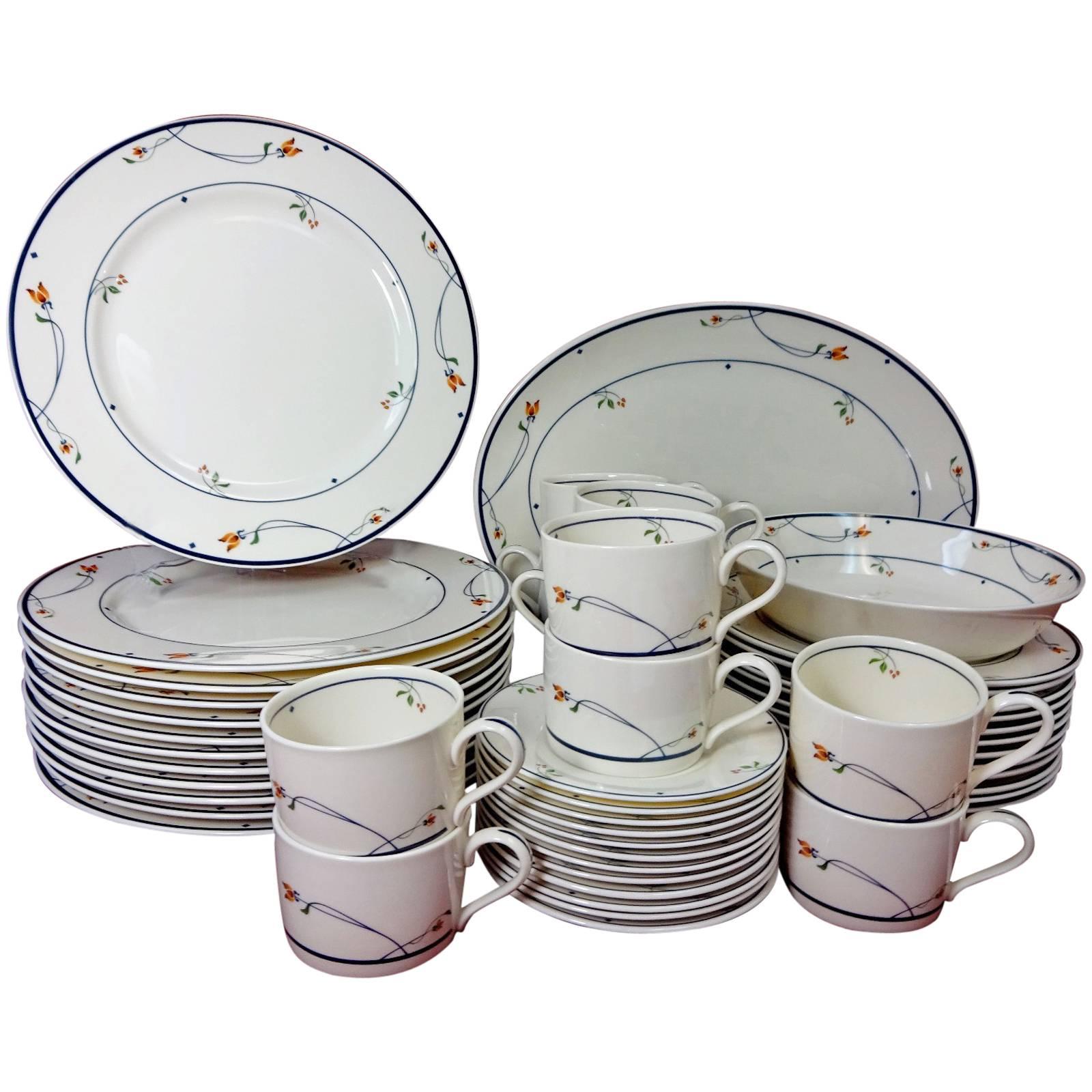 Gorham China Ariana Pattern 50-Piece Set Service for 12 + Two Serving For Sale