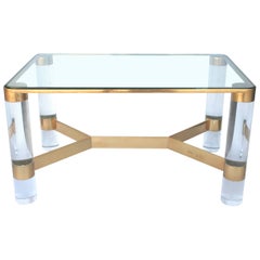 Karl Springer Lucite and Brass Occasional Table