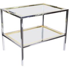 1970s Modern Italian Chrome, Brass and Glass Tray Table 12