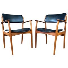 Pair of Teak Model 50 Dining Chairs by Erik Buch for Oddense Maskinsnedkeri