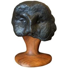 Grant Goltz Bronze and Wood Owl Sculpture