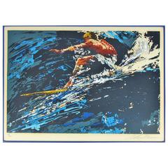 Signed and Numbered 17/300 Leroy Neiman Serigraph "Surfer" 1973