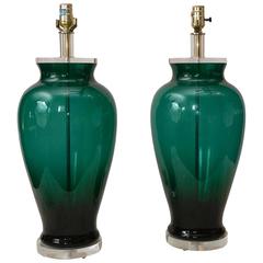 Retro Pair of Blenko Style Lamps