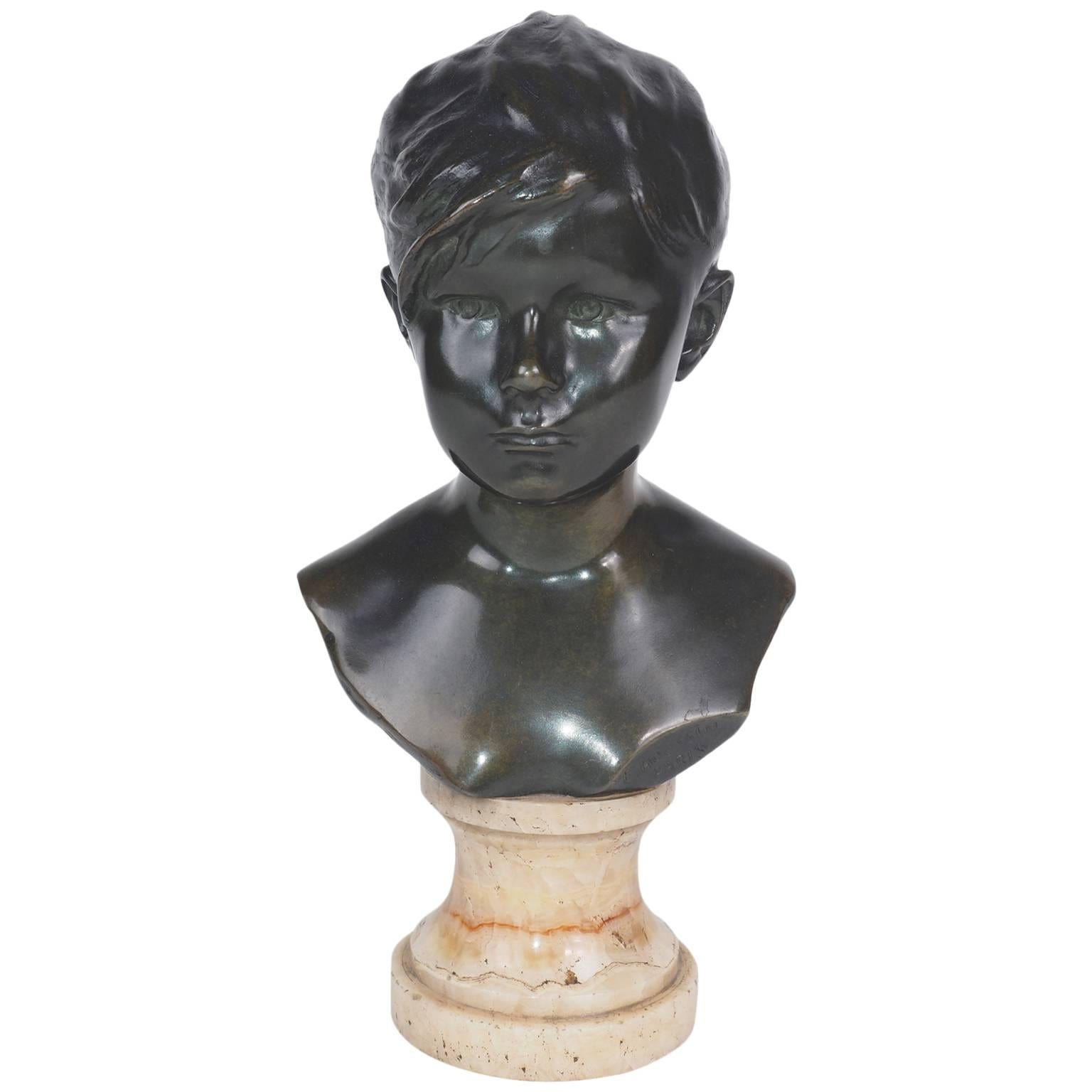 "Bust of a Young Girl" French Bronze, circa 1880 For Sale