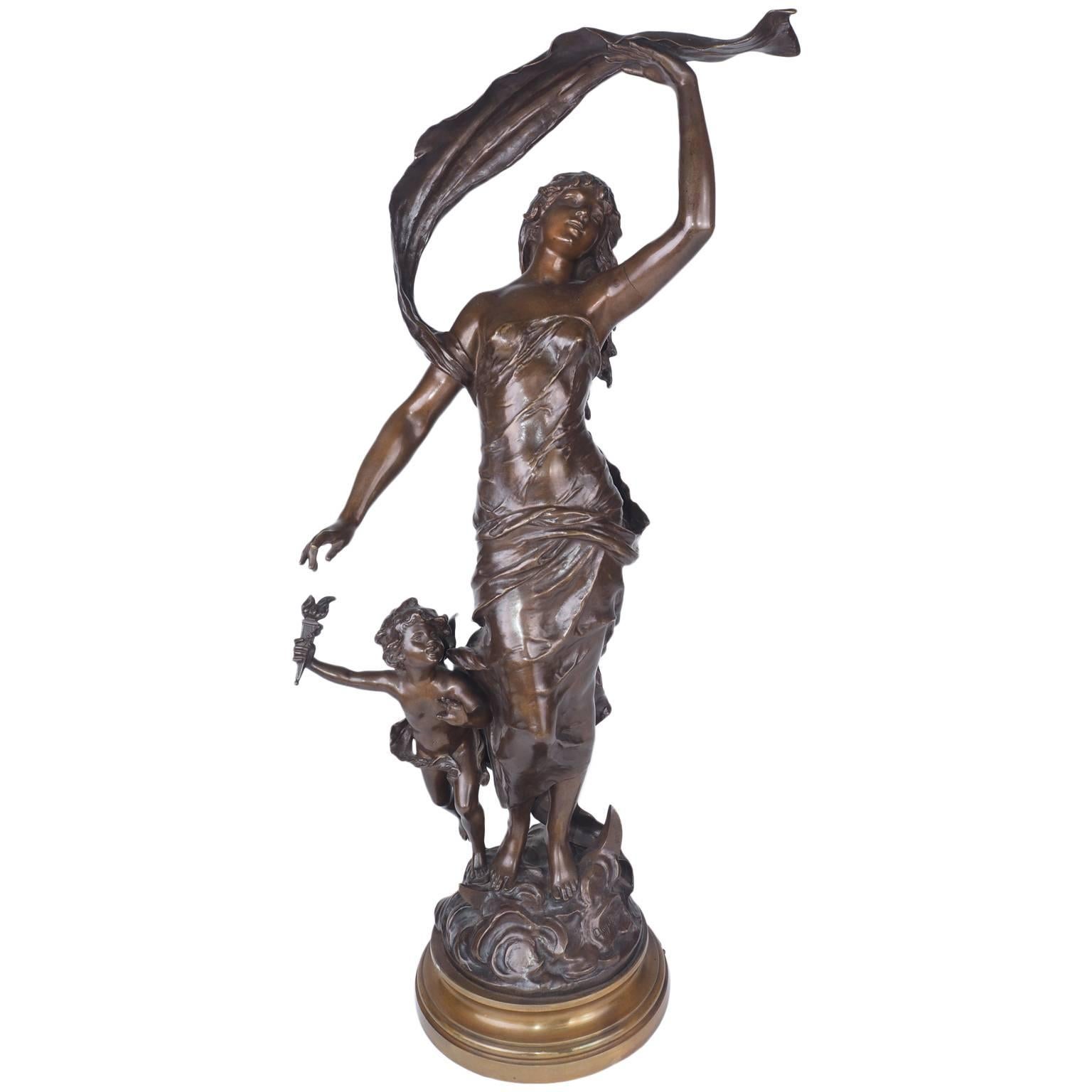 "Crepuscule" French Bronze, circa 1900 by Auguste Moreau For Sale