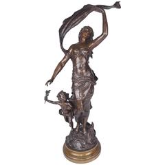 « Crépuscule », bronze français, vers 1900 par Auguste Moreau