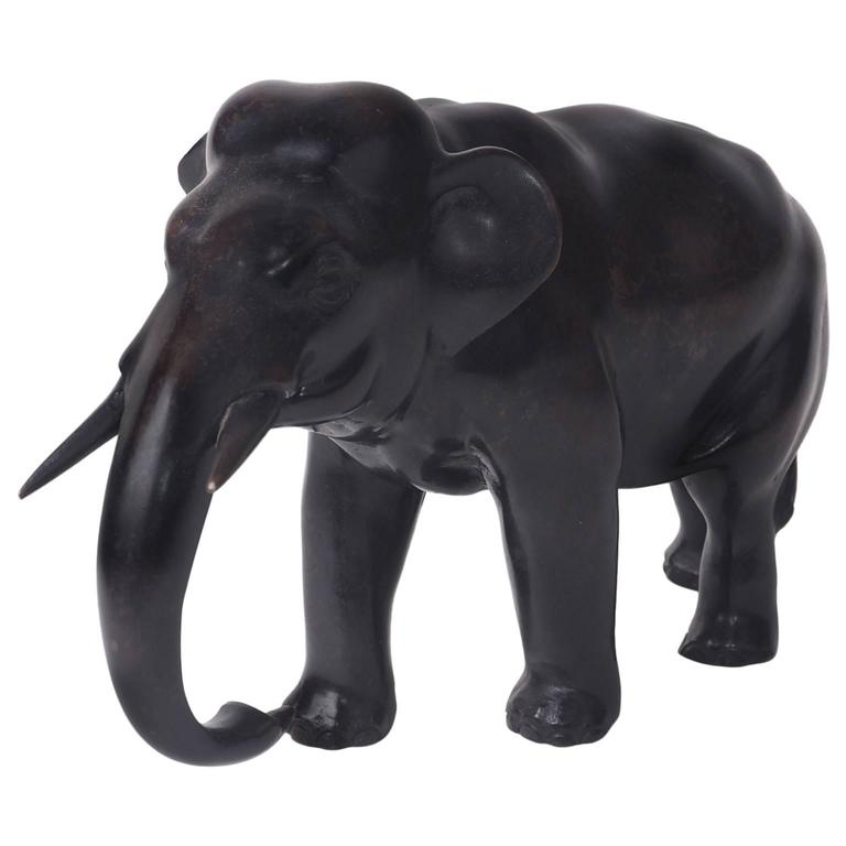 Japanese Bronze Elephant Sculpture For Sale at 1stDibs