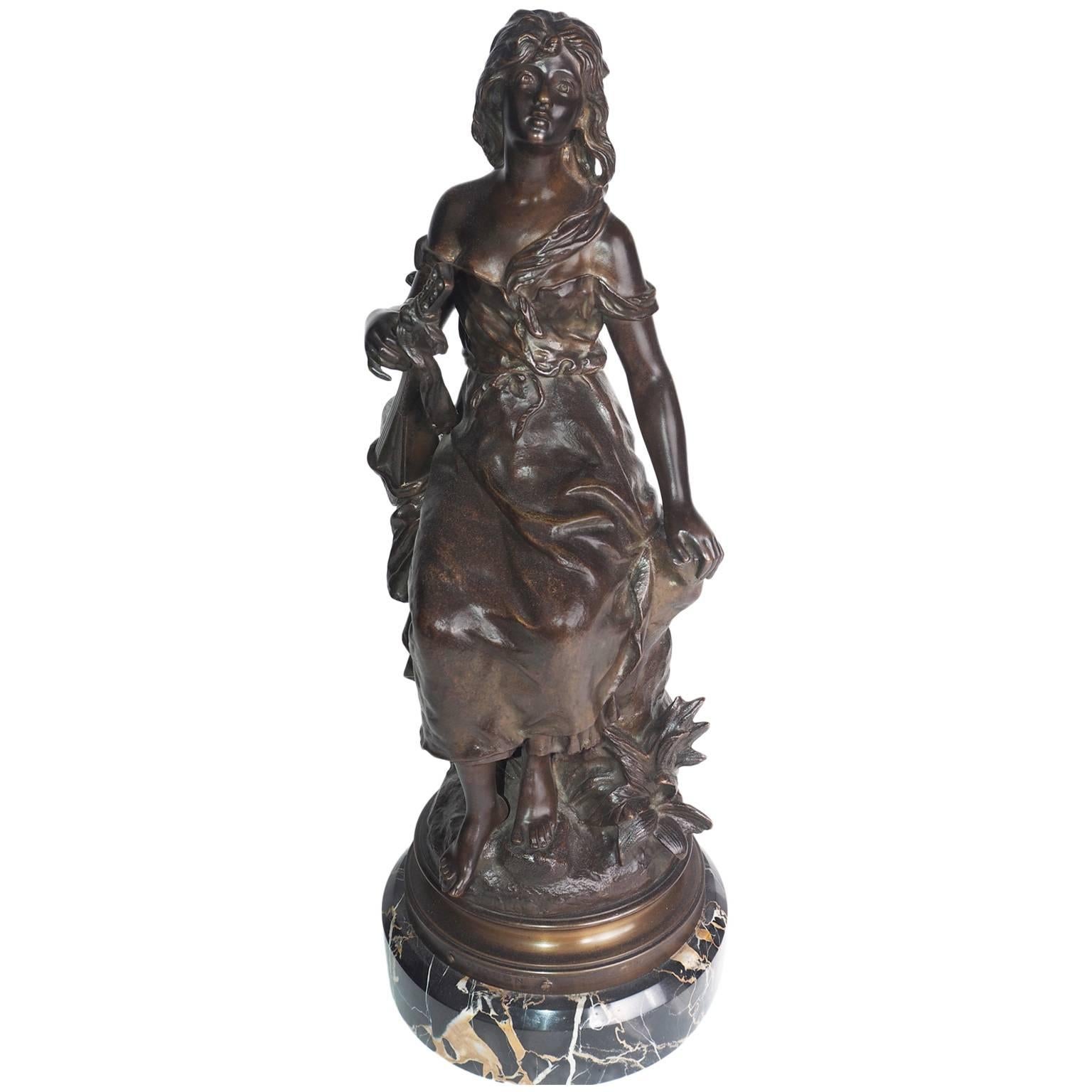 "Mignon" French Bronze by Hippolyte Moreau For Sale