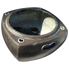 Japanese Hand made silver Inlaid "Heart" Bronze Garden Planter,signed 4
