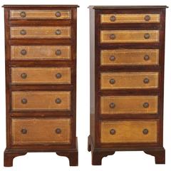 Pair of George III Style Leather Veneered Lingerie Chests 8