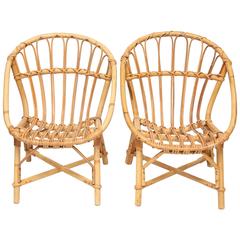 Pair of French  Sweat Vintage Bamboo Child Chairs