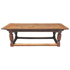 Antique 19th Century English Large Solid Oak Refractory Dining or Kitchen Table
