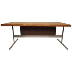 Mid-Century Modern Rosewood and Chrome Desk in the Style of Milo Baughman