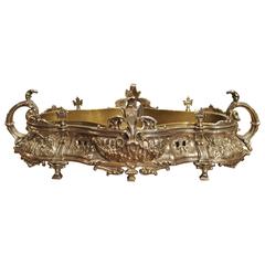 Large Antique Silvered Bronze Jardiniere from France, 19th Century