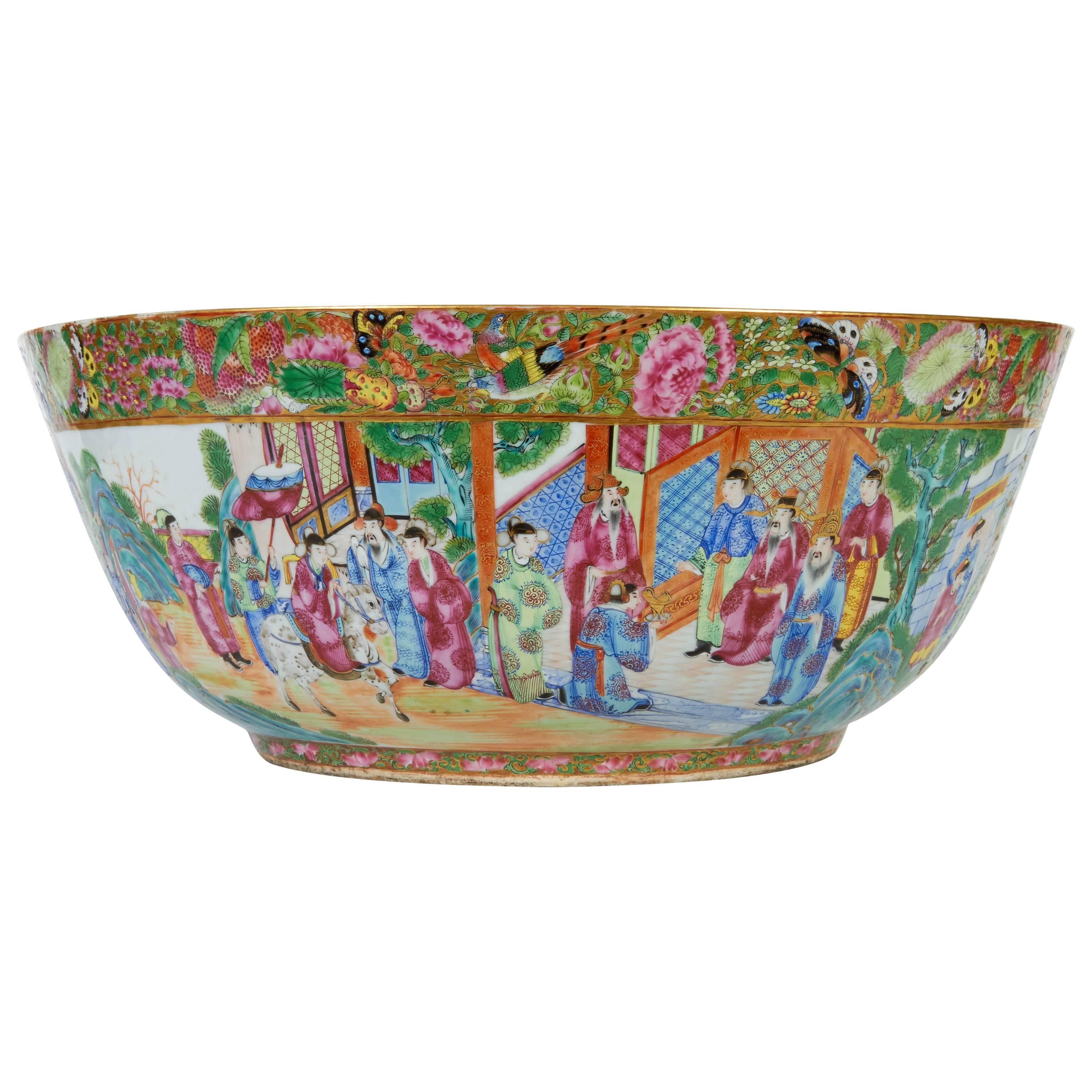 Chinese Export 'Canton Famille Rose,' or 'Rose Medallion' Large Center Bowl