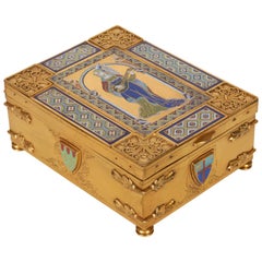 Antique American Bronze and Enameled Box/Humidor by E.F. Caldwell, New York, 1900s