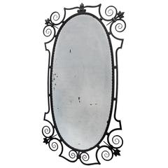 Fine Art Deco Wrought Iron Tall Mirror