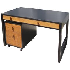 Vintage Two-Tone Desk with Rolling File Cabinet by Edward Wormley for Dunbar