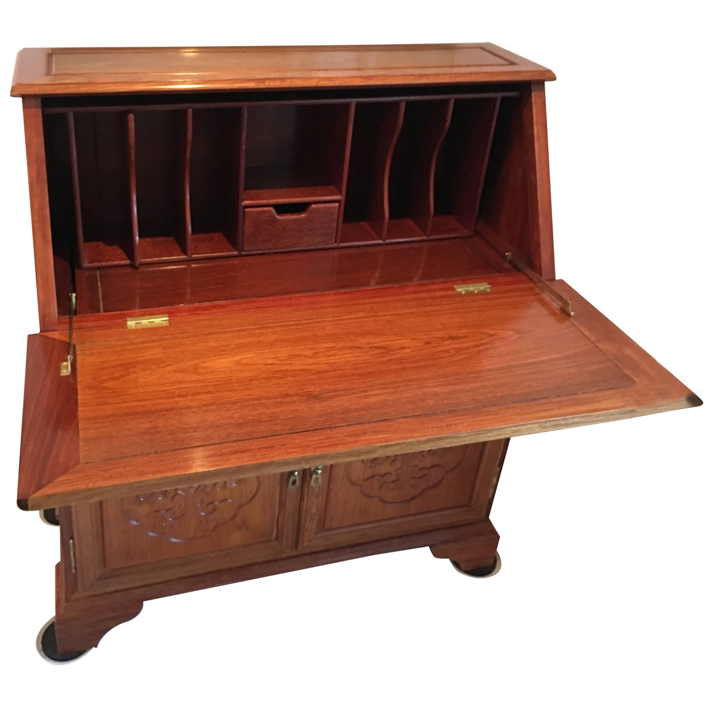 Rosewood Asian Writing Desk with Drop Down Front For Sale