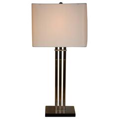 1970s Modern Nickel and Bronze Table Lamp