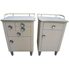 Pair of American 1940s Steel Medical Cabinets