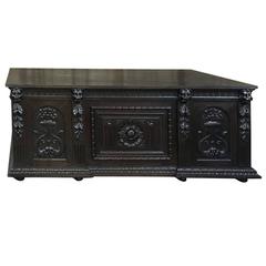 19th Century Grand Italian Renaissance Revival Hand-Carved Walnut Desk