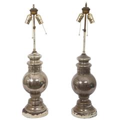 Pair of Antique Mercury Glass Table Lamps 1