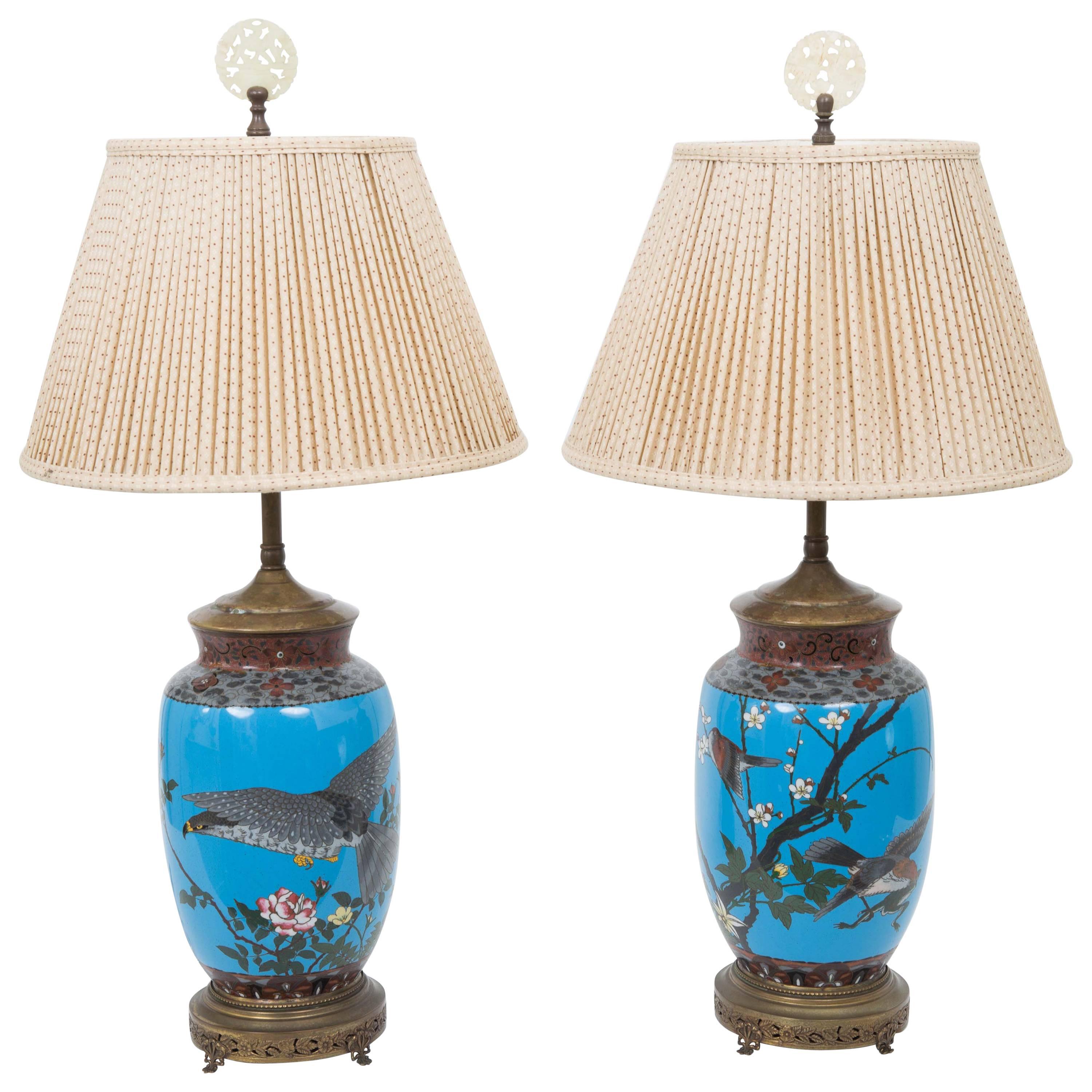 Pair of Early 20th Century Japanese Cloisonne Table Lamps