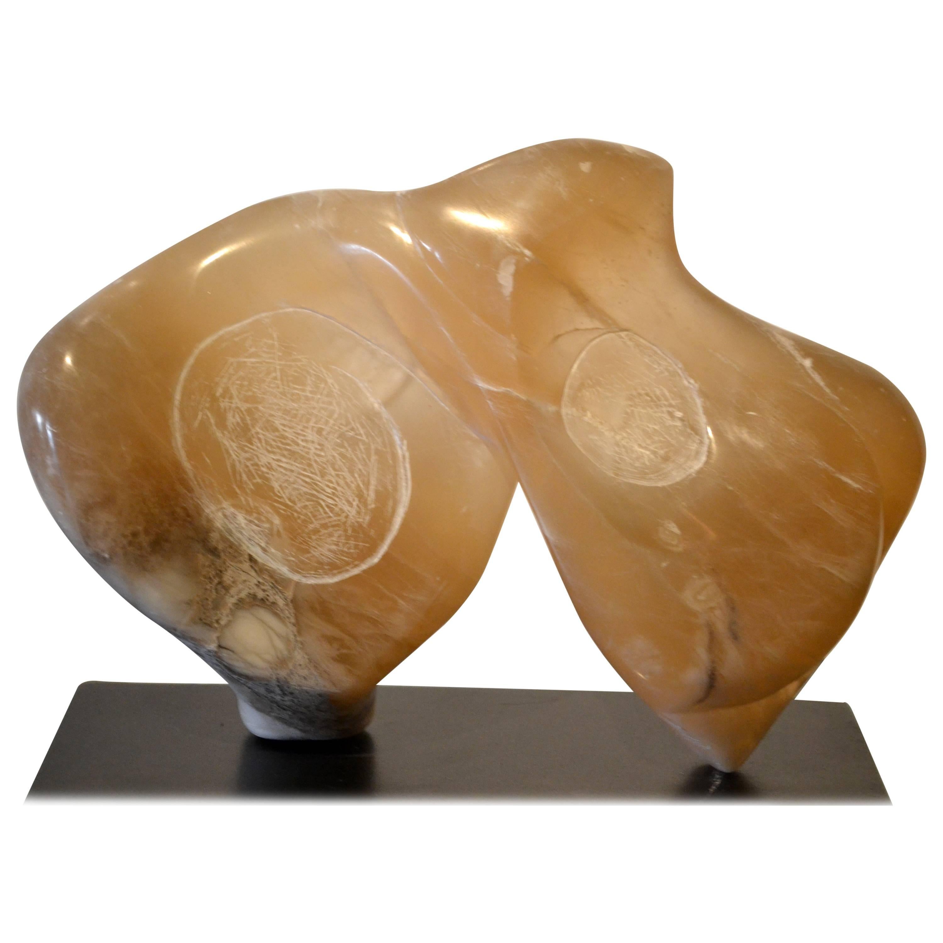 Abstract Etched Alabaster Sculpture by Scott Donadio