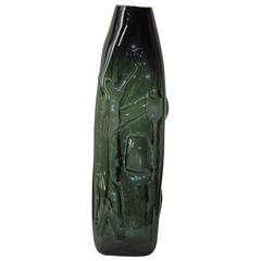 Monumental Rare Blenko Glass Blown Out Vase Designed by Husted, 1954
