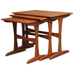 Set of 1960s Teak Nesting Tables, Danish Mid-Century Modern Børge Mogensen Style 8