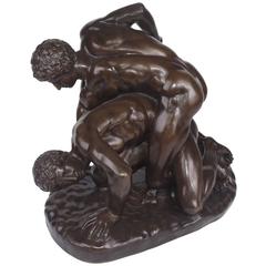 "the Wrestlers" 19th Century Bronze after the Antique