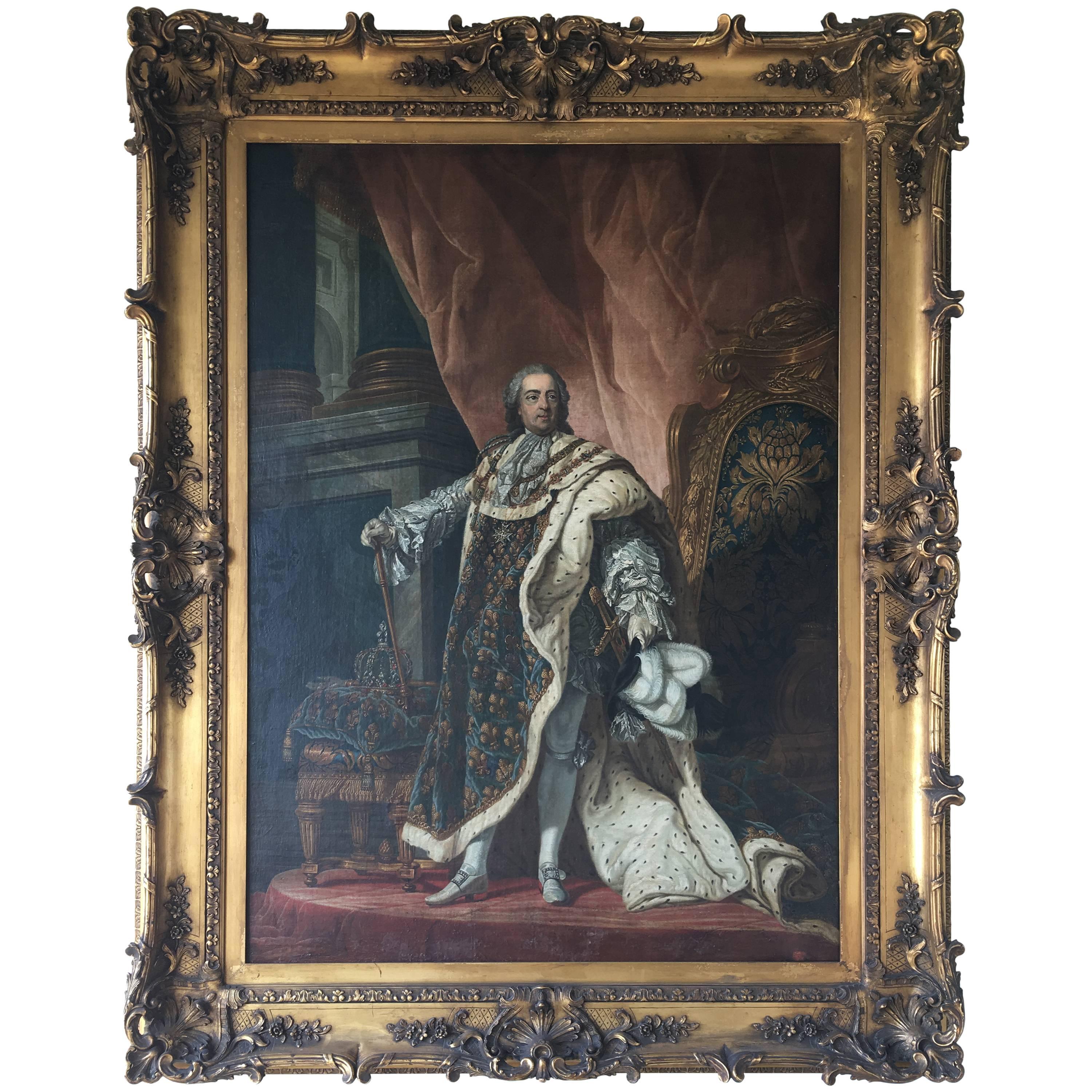 Large 19th Century Oil Painting of Louis XIV