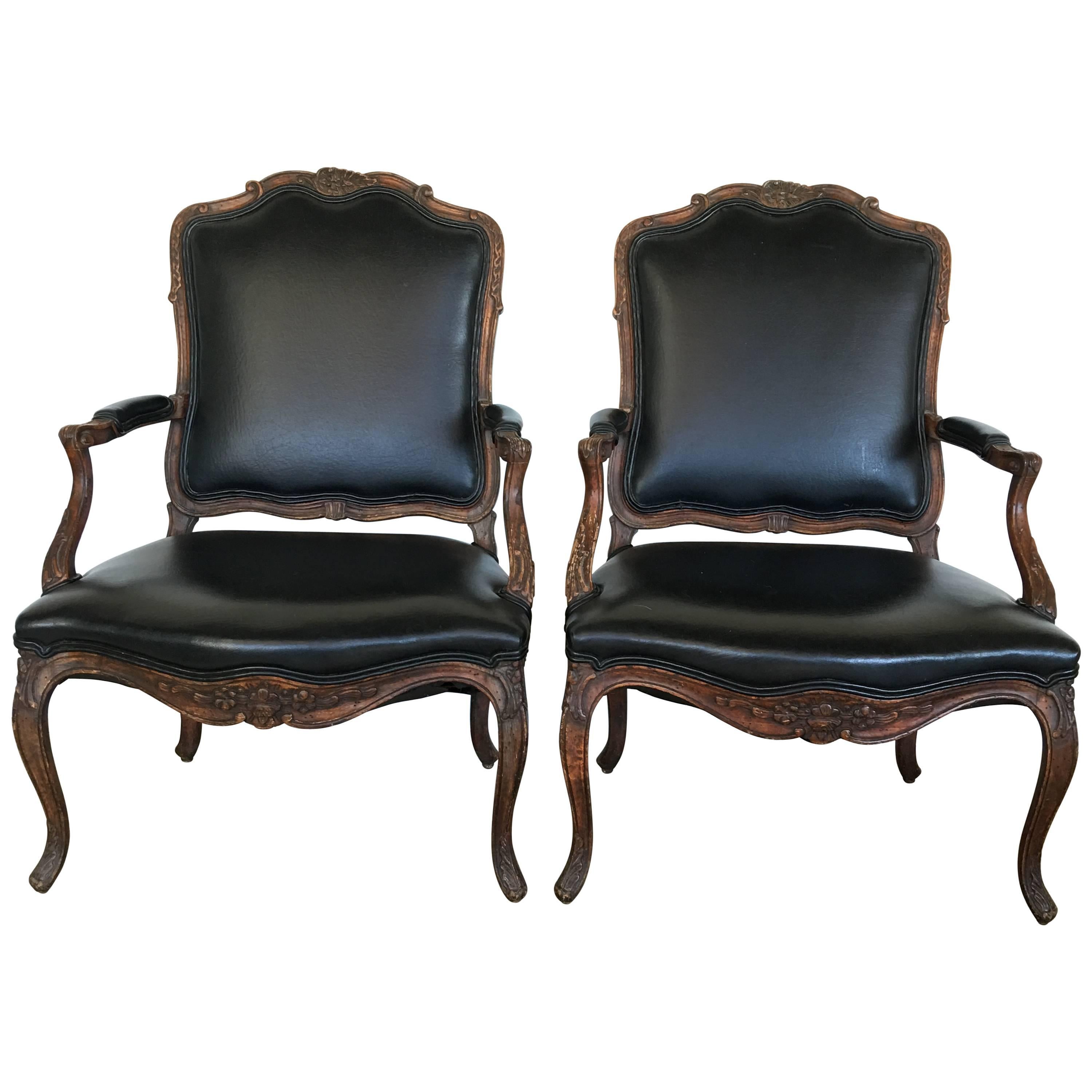 French Pair Rococo Armchairs