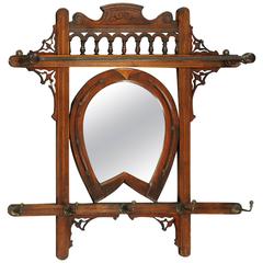 Late 19th Century Walnut Hall Mirror