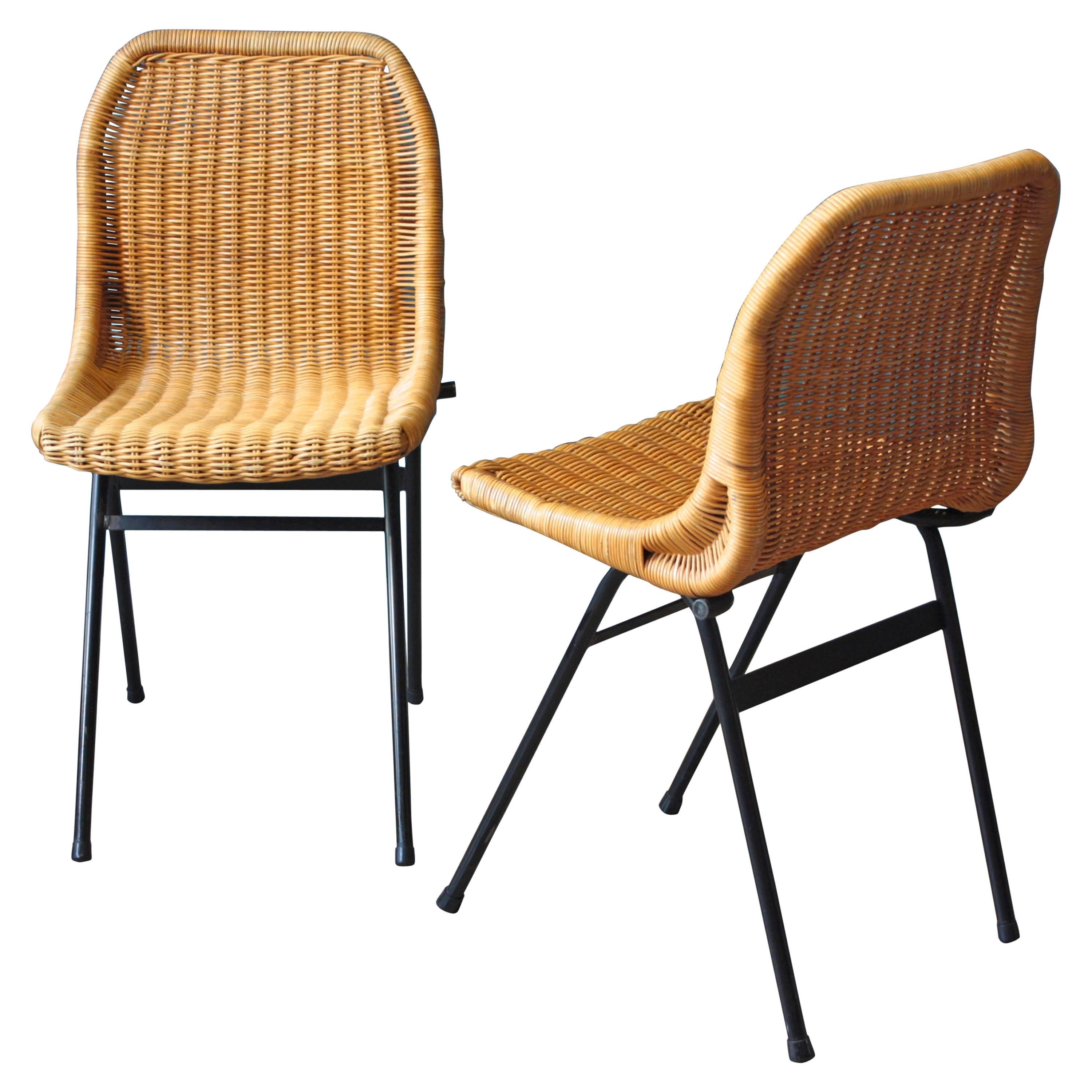 Dutch Rattan Chairs by Dirk van Sliedregt for Rohé Noordwolde, Set of Two