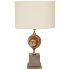 Maison Charles Attributed Onyx Table Lamp, 1970, France, Mid-Century Maison Charles Attributed Onyx Table Lamp, 1970, France, Mid-Century