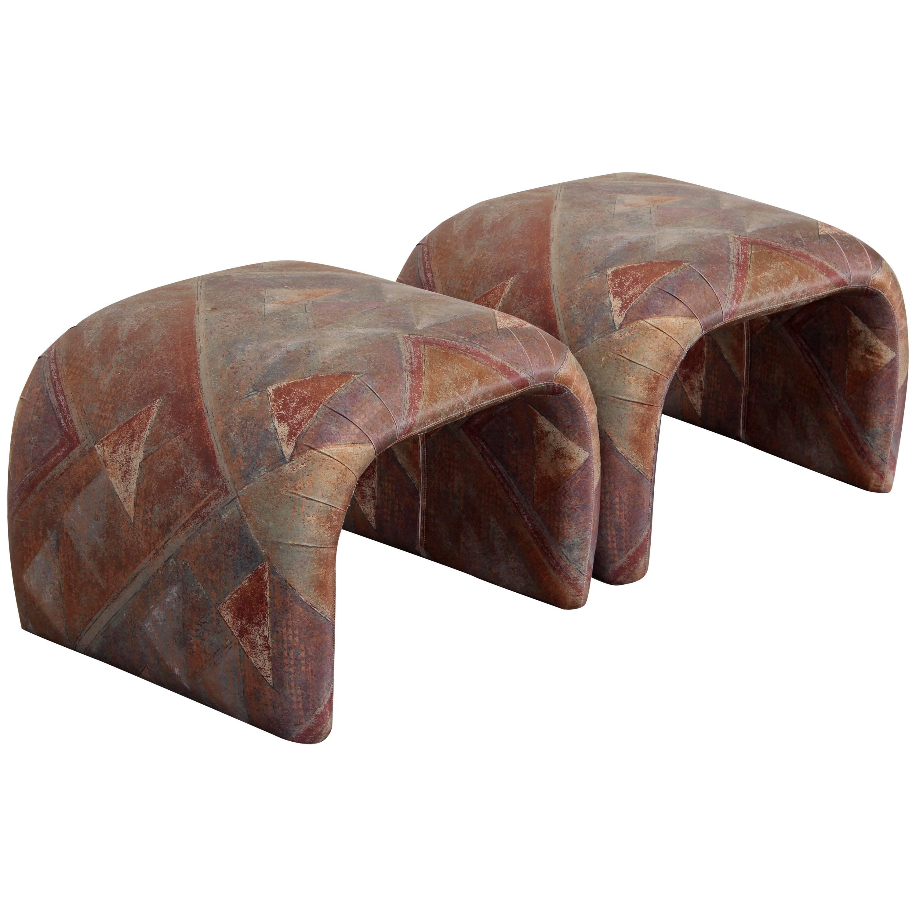 Pair of Vladimir Kagan Style Ottoman 1985 by Directional