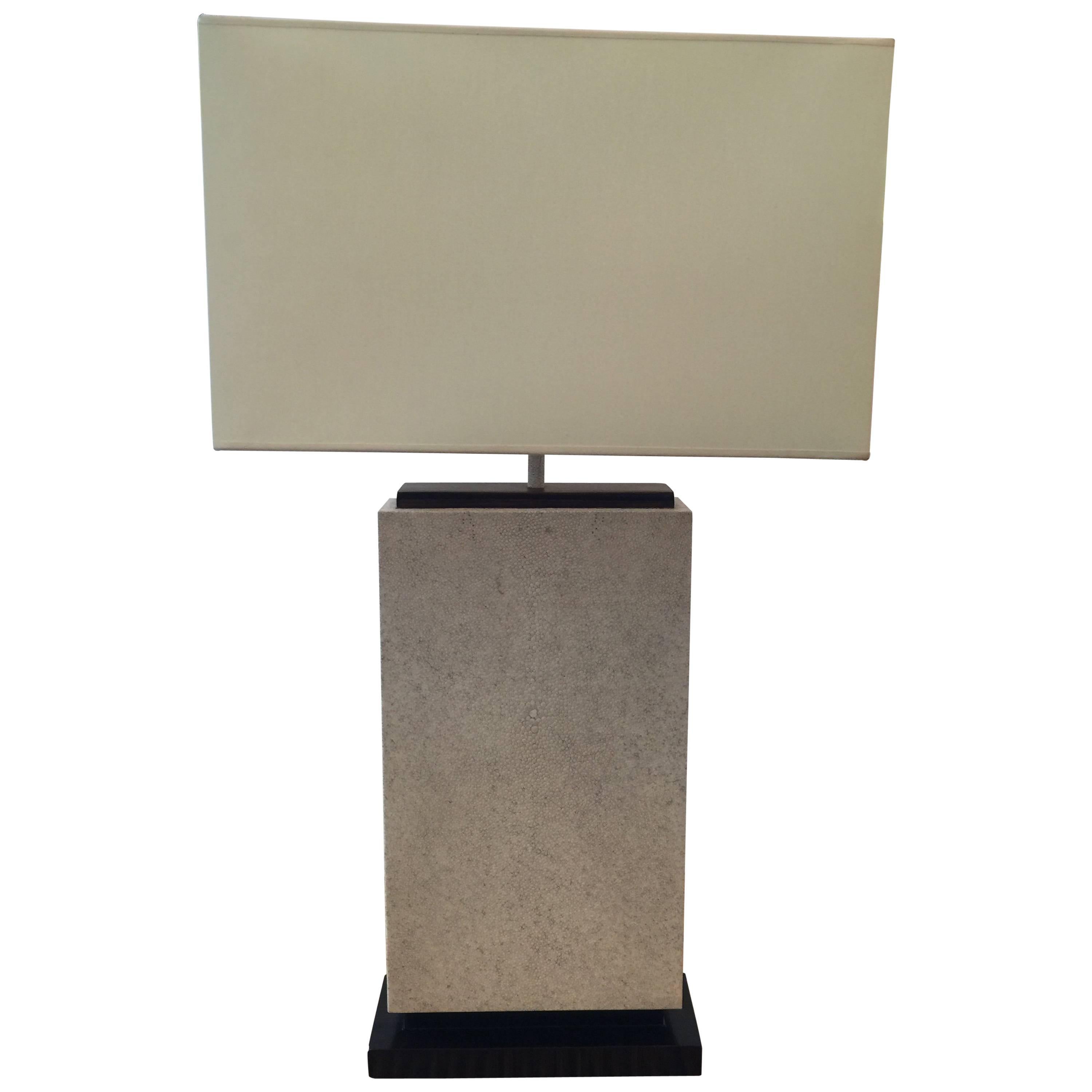 Exceptional Natural Shagreen and Macassar Karl Springer Style Table Lamp For Sale