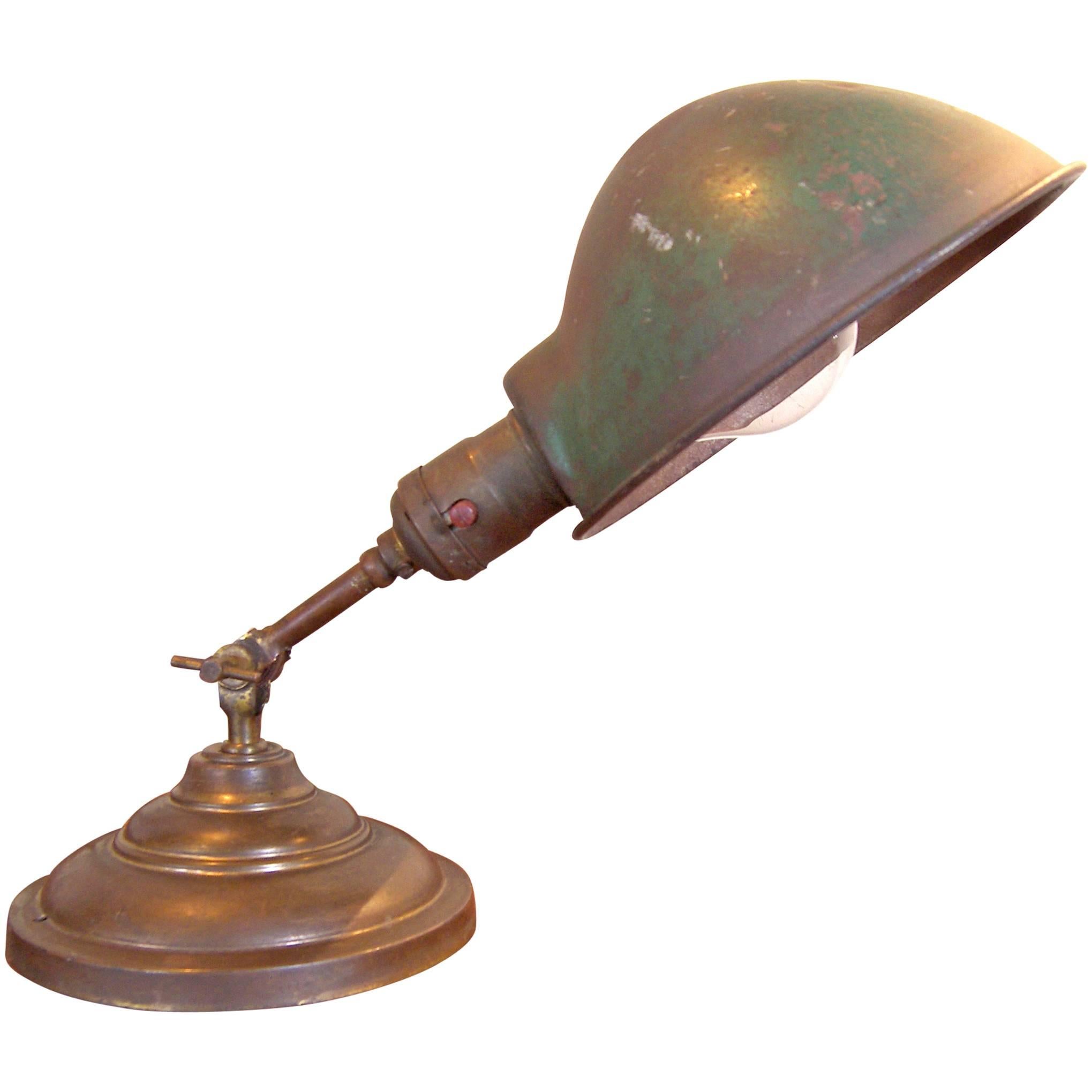 Antique Vintage Industrial Adjustable Metal & Brass Desk Table Task Lamp Light