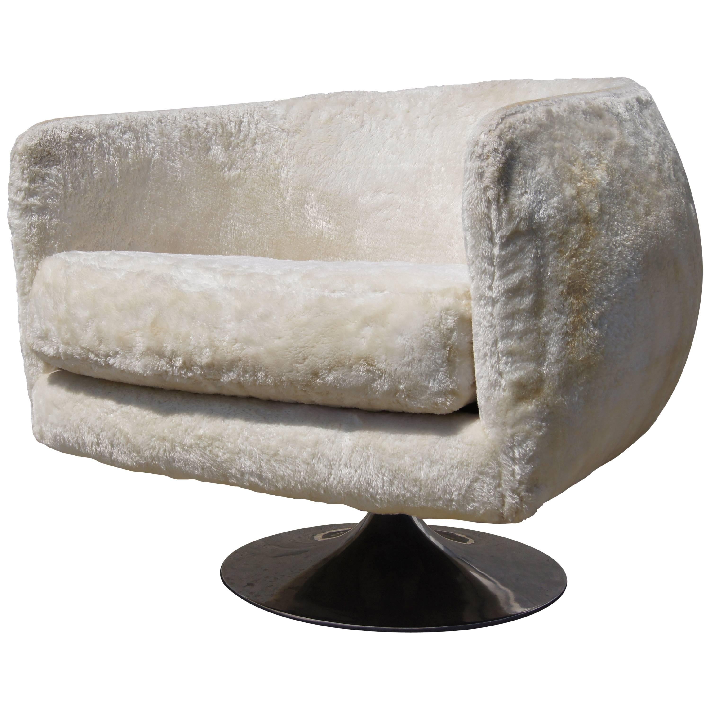 Swivel Armchair in the Style of Joe D'Urso For Sale