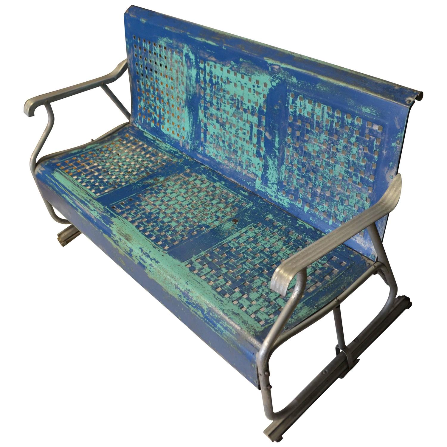 Mid-Century Porch Glider of Lightweight Aluminum in As-Found Paint Patina For Sale at 1stdibs
