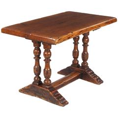 Solid Oak French Trestle Table, Provence, 1940s